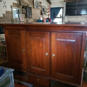 Cherry wood tv console.